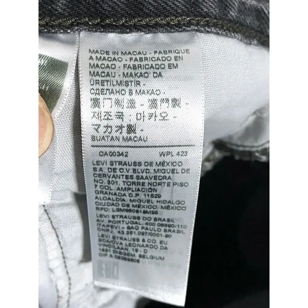 Levis 501 Original Fit Faded Raw Hem Jeans Men 30x30 Black Classic Grunge Casual